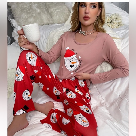 Women’s 2pc Christmas Cartoon Pajamas Size Medium - Picture 1 of 14
